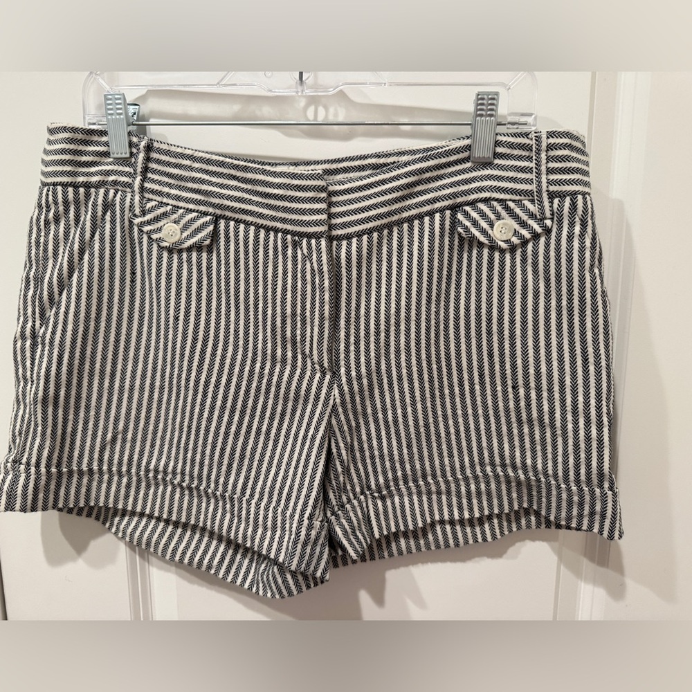 Linen Striped Black and White Women Shorts